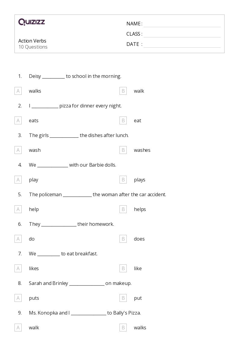50+ Action Verbs worksheets for 5th Grade on Quizizz Free & Printable