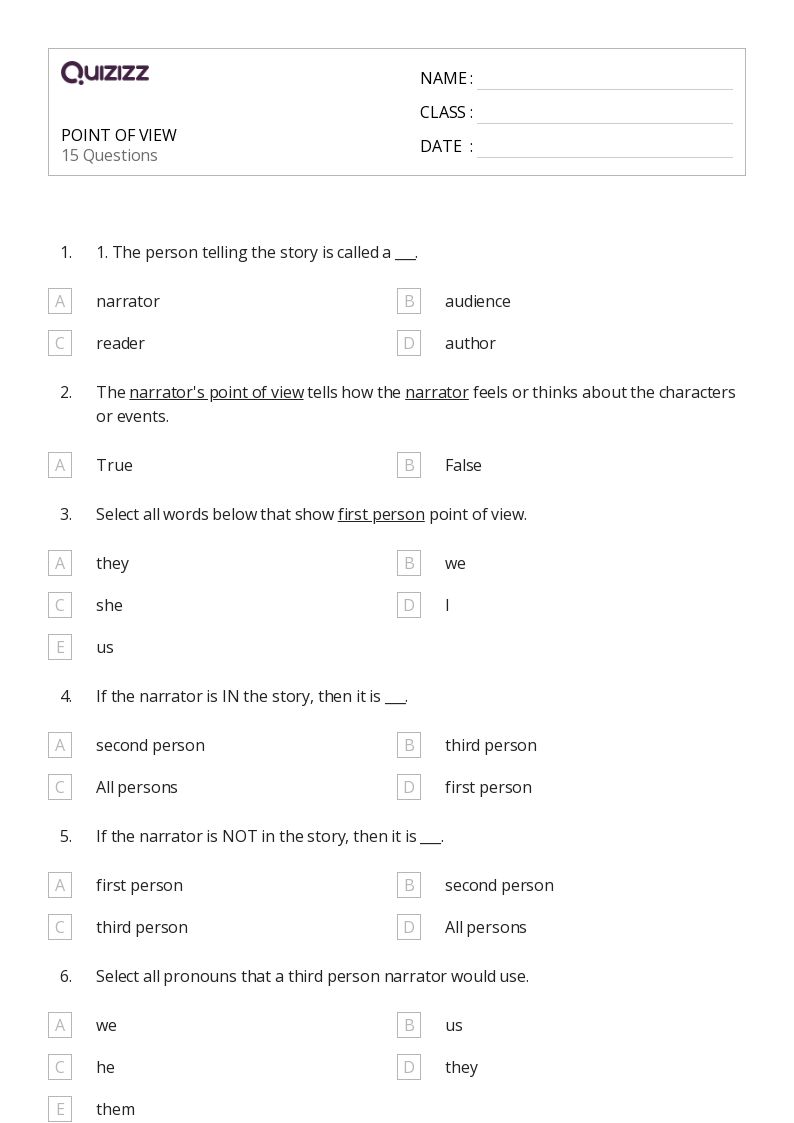 50+ Analyzing Point of View worksheets for Grade 4 on Quizizz Free & Printable