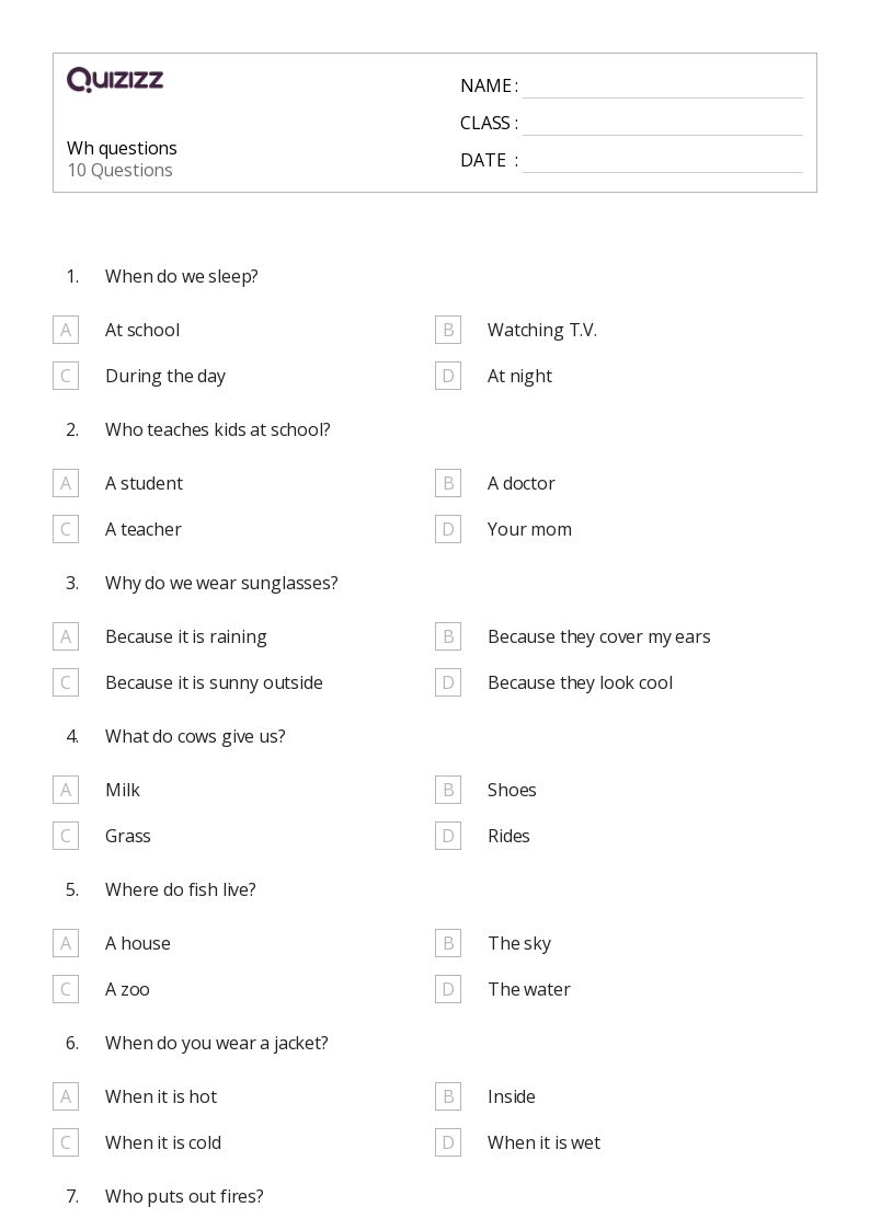 50+ Who What When Where Why Questions worksheets for 3rd Grade on