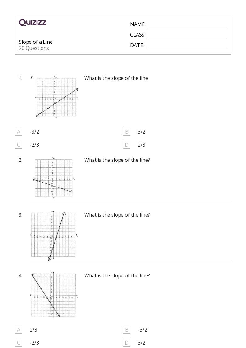 50+ Slope of a Line worksheets for 8th Class on Quizizz Free & Printable