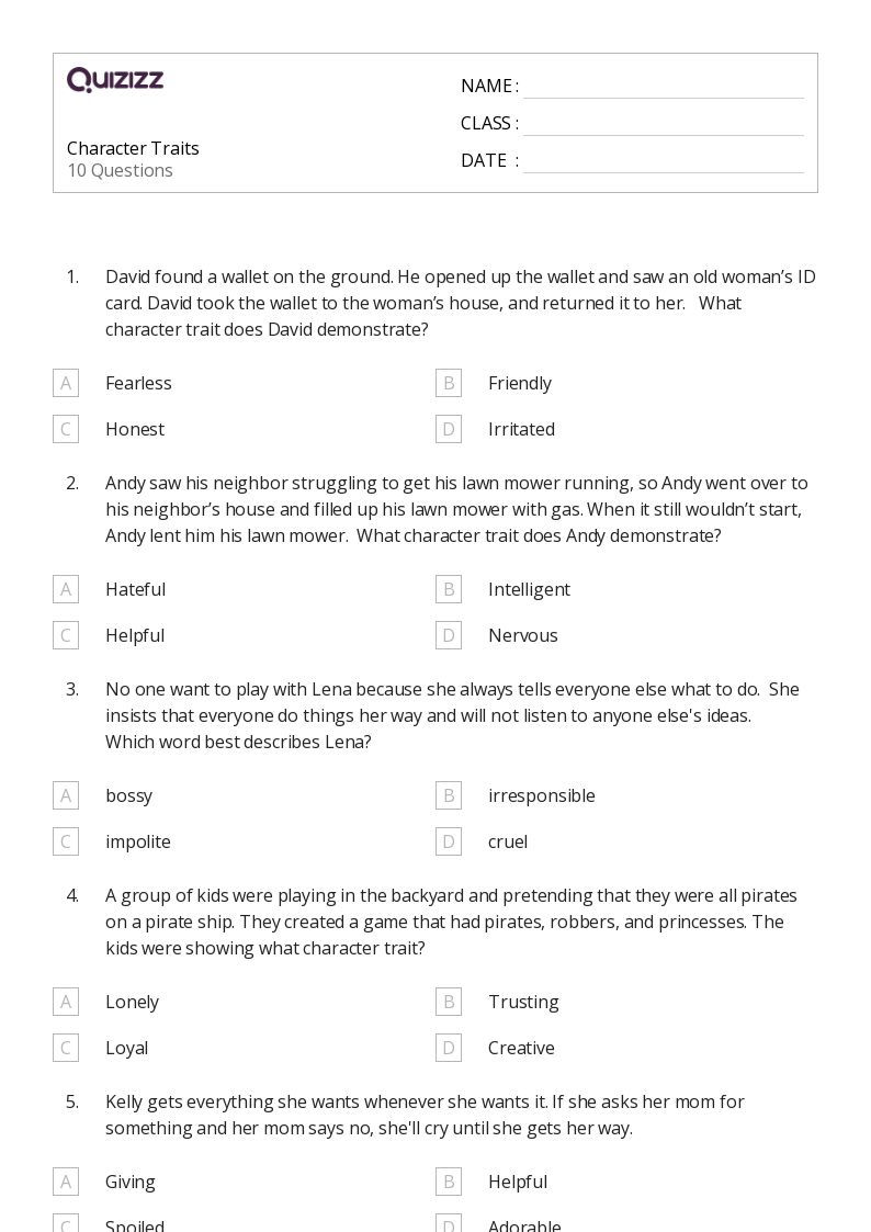 50+ Analyzing Character worksheets for 2nd Grade on Quizizz | Free