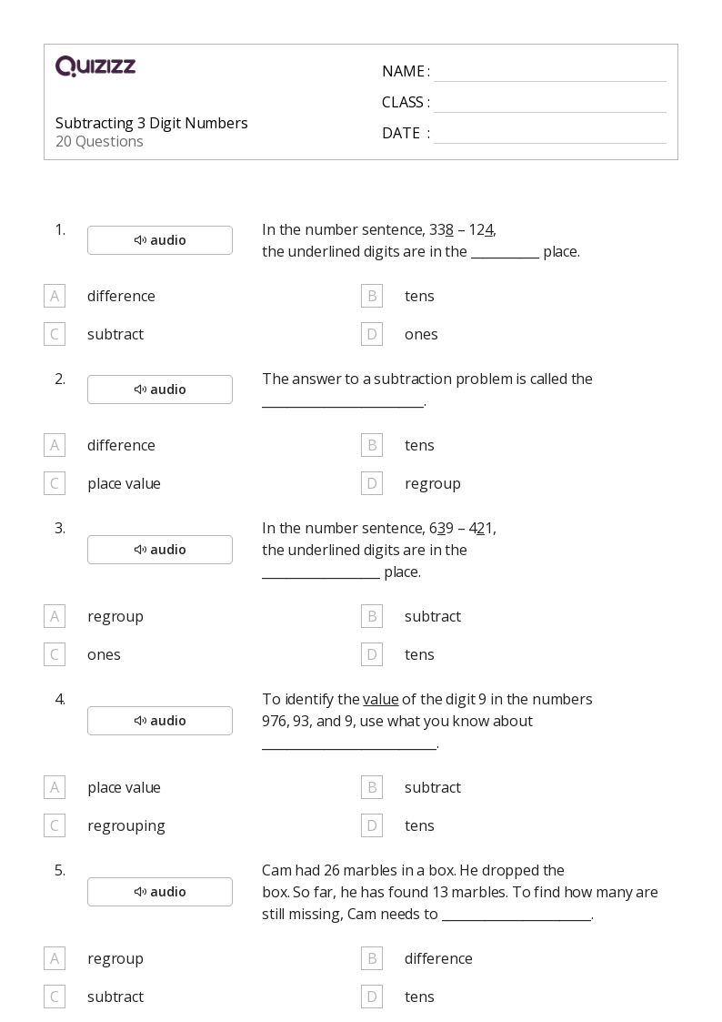 50+ Subtracting Mixed Numbers worksheets for 2nd Grade on Quizizz Free & Printable