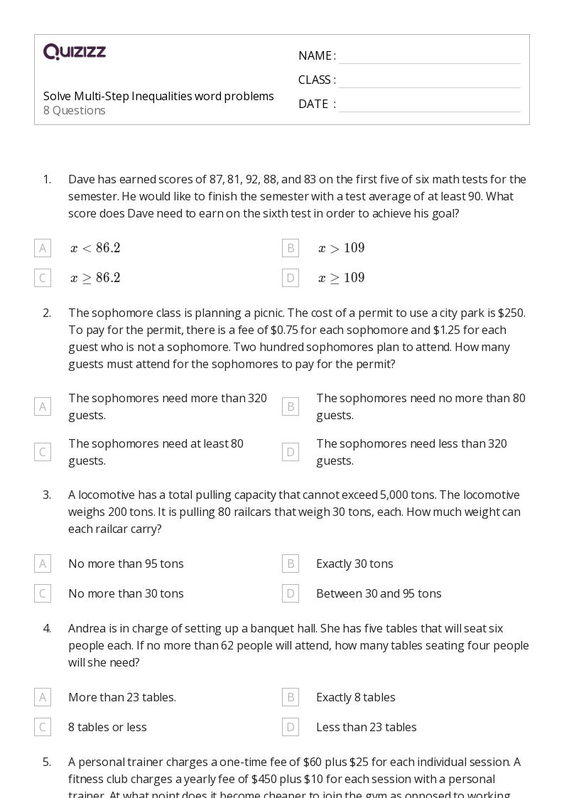 50+ Mixed Operation Word Problems worksheets for 7th Class on Quizizz Free & Printable