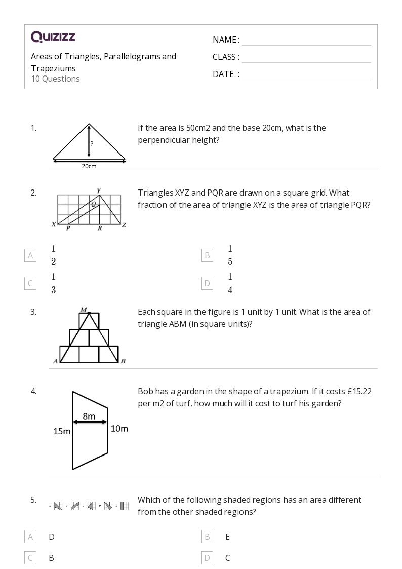 50+ area of rectangles and parallelograms worksheets for 11th Year on