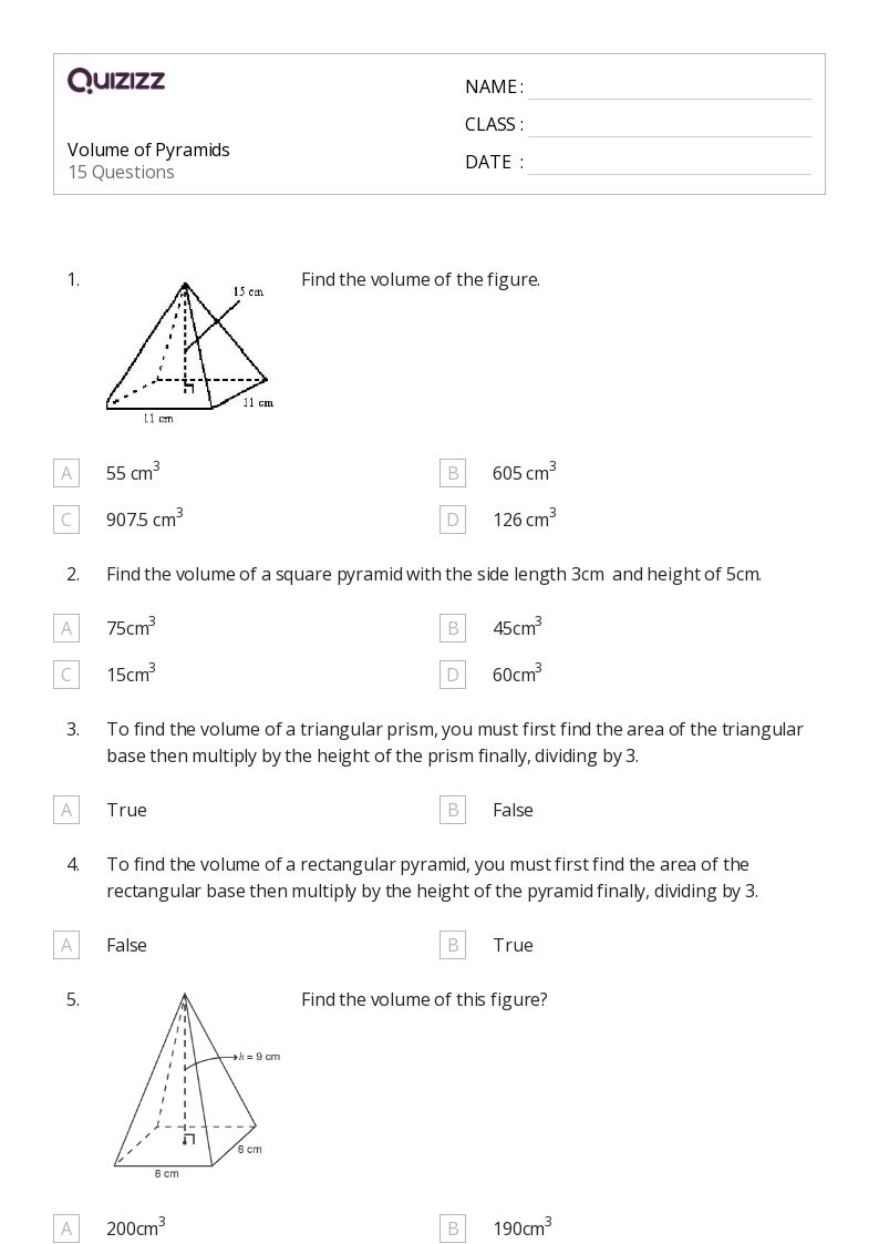 50+ Volume worksheets for 7th Grade on Quizizz Free & Printable