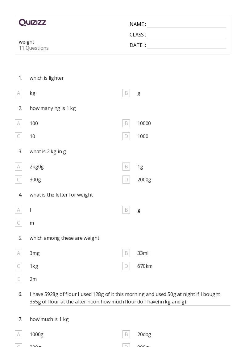 50+ Comparing Weight worksheets for 2nd Class on Quizizz Free & Printable