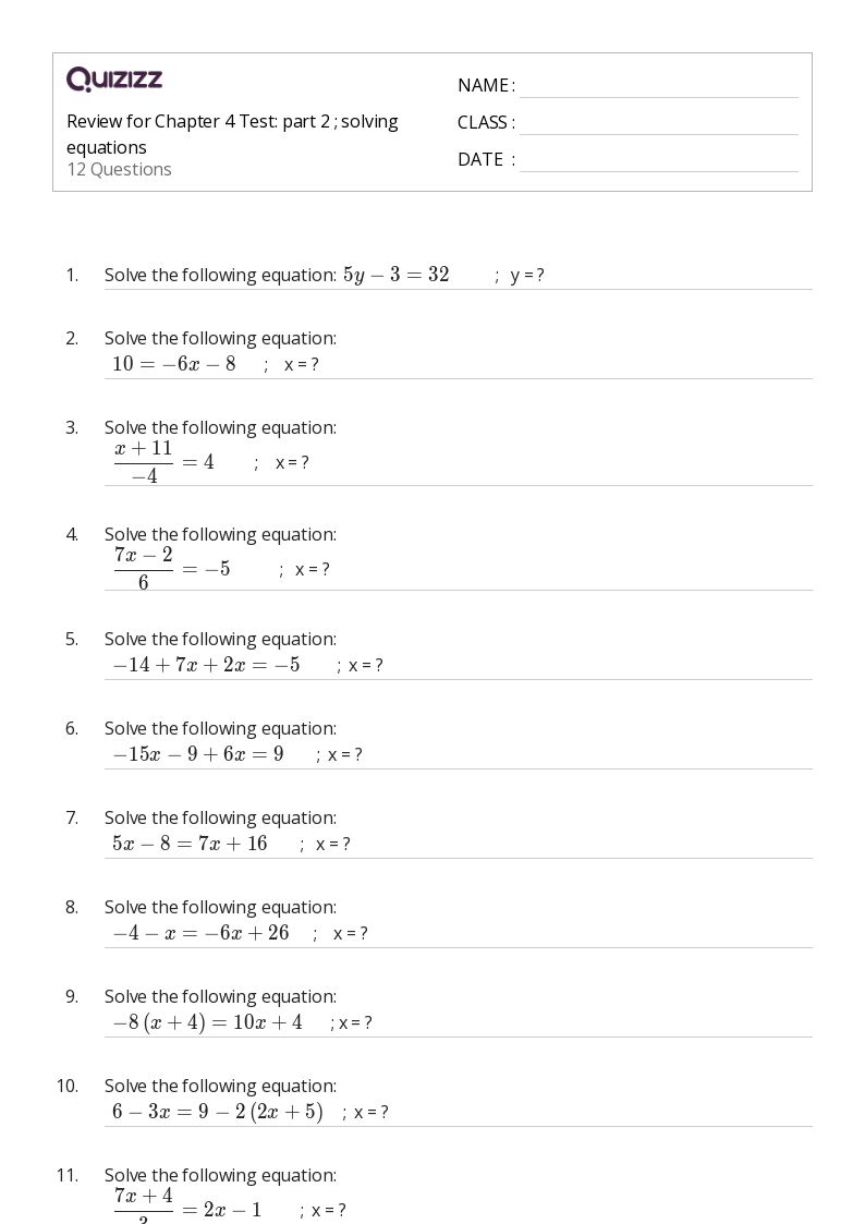 50+ Solving Equations worksheets for Grade 5 on Quizizz Free & Printable
