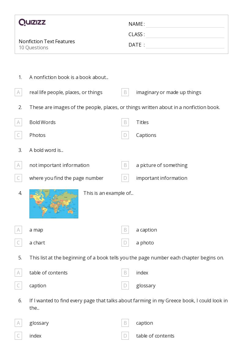 50+ Nonfiction Text Features worksheets for 2nd Grade on Quizizz | Free