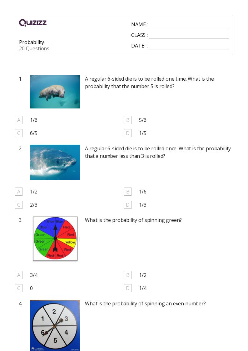 50+ Probability worksheets for 7th Grade on Quizizz Free & Printable