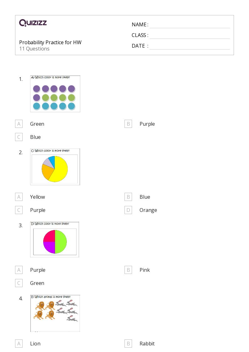 50+ Probability worksheets for 2nd Grade on Quizizz Free & Printable