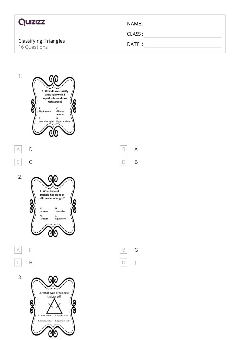 50+ Classifying Triangles worksheets for 4th Grade on Quizizz Free & Printable