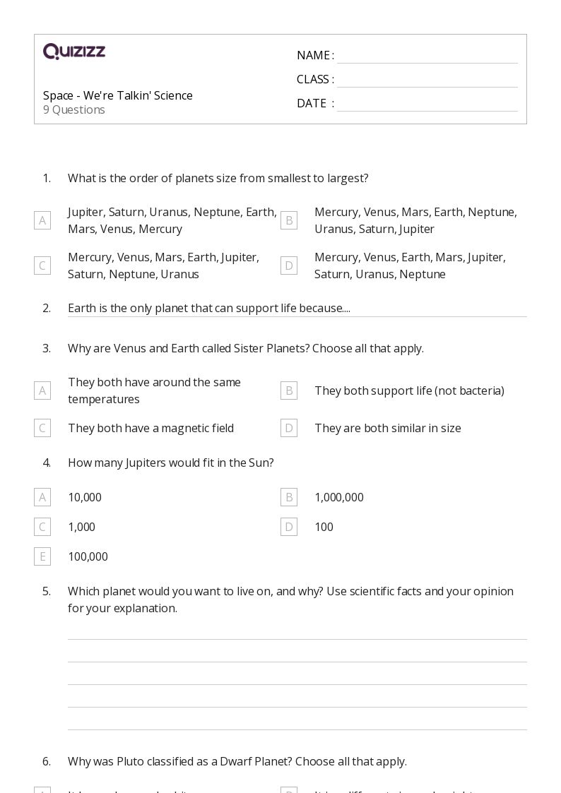 50+ Earth & Space Science worksheets on Quizizz Free & Printable