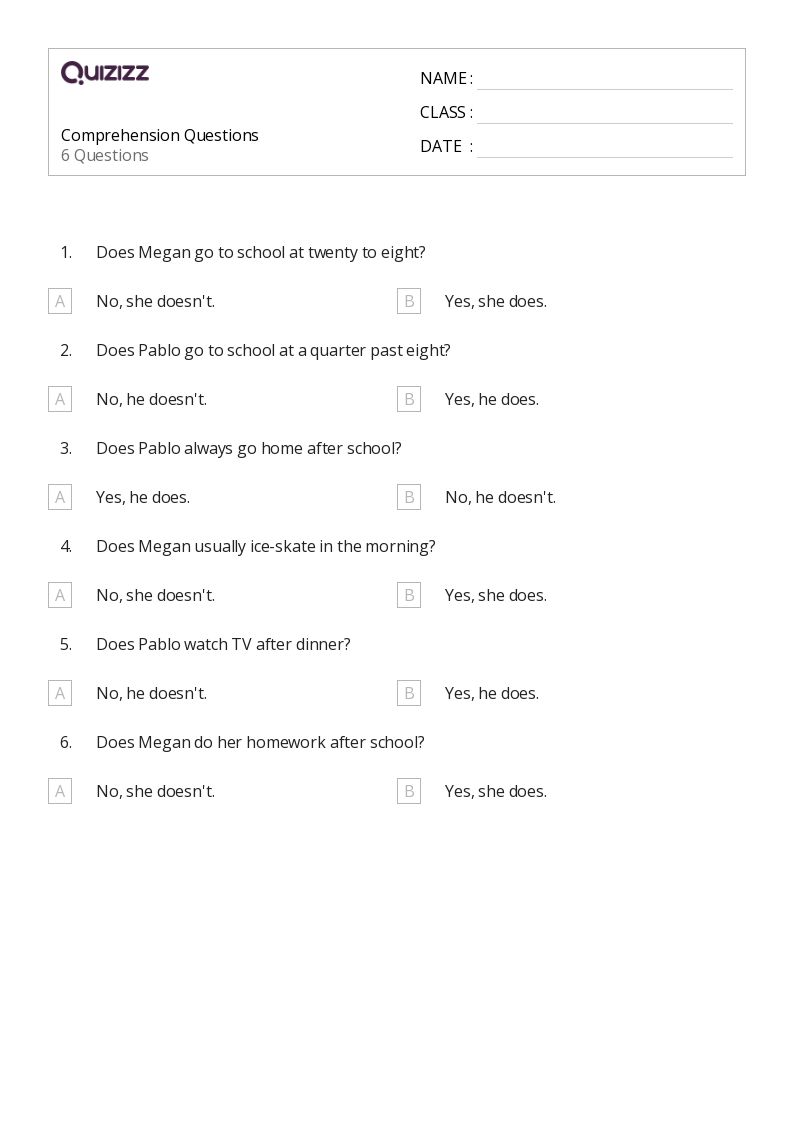 50+ Comprehension Questions worksheets for 4th Class on Quizizz Free