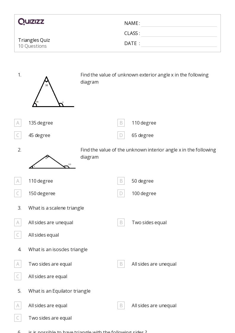 50+ Triangles worksheets for 1st Class on Quizizz Free & Printable