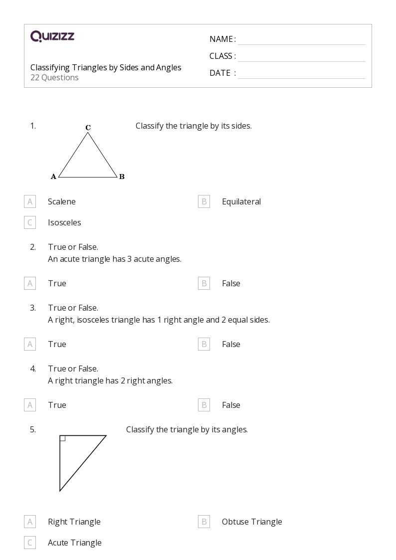 50+ Classifying Triangles worksheets for 8th Grade on Quizizz | Free