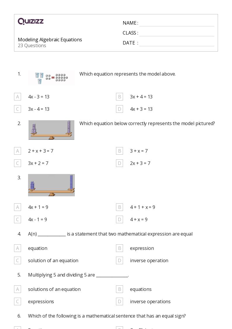50+ algebraic modeling worksheets for 9th Grade on Quizizz Free & Printable