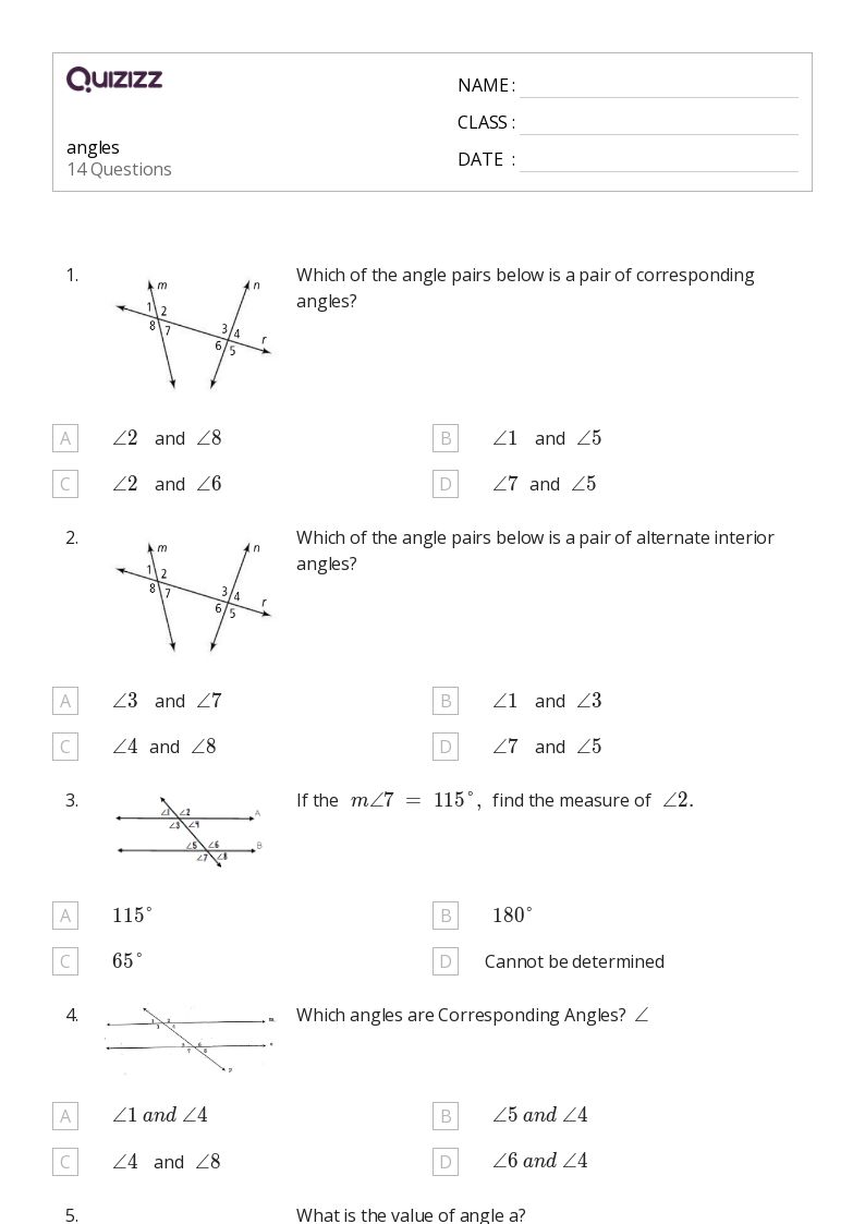 50+ Angles worksheets on Quizizz Free & Printable