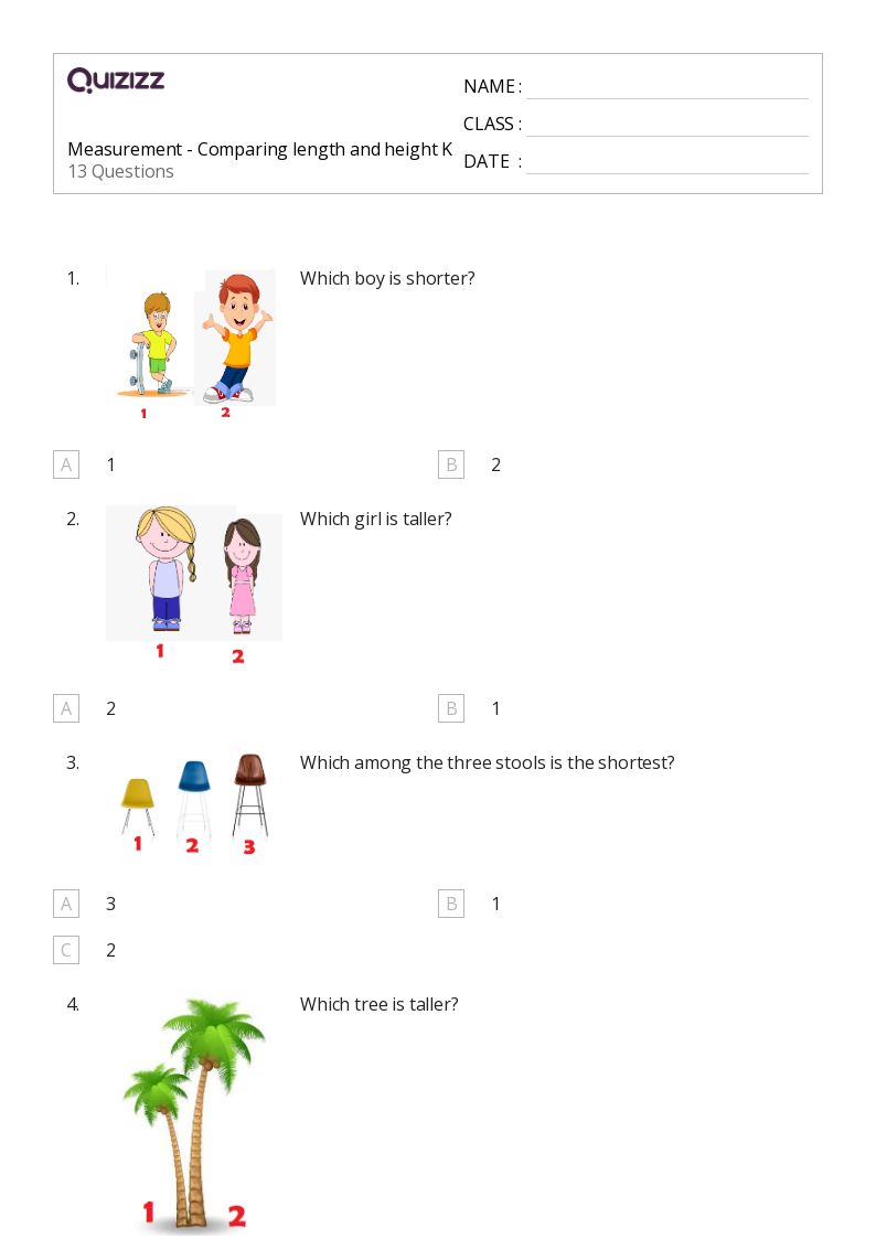 50+ Comparing Measurement worksheets for Kindergarten on Quizizz Free & Printable