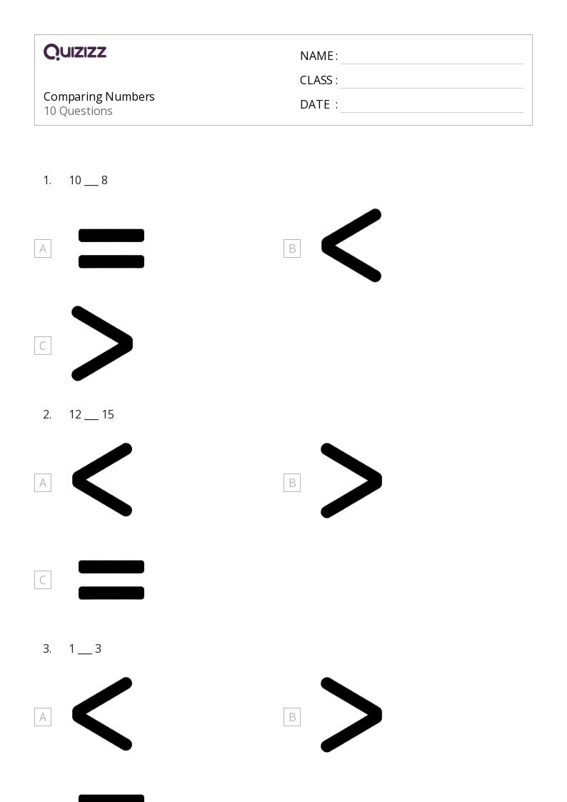 50+ Comparing TwoDigit Numbers worksheets for Kindergarten on Quizizz Free & Printable