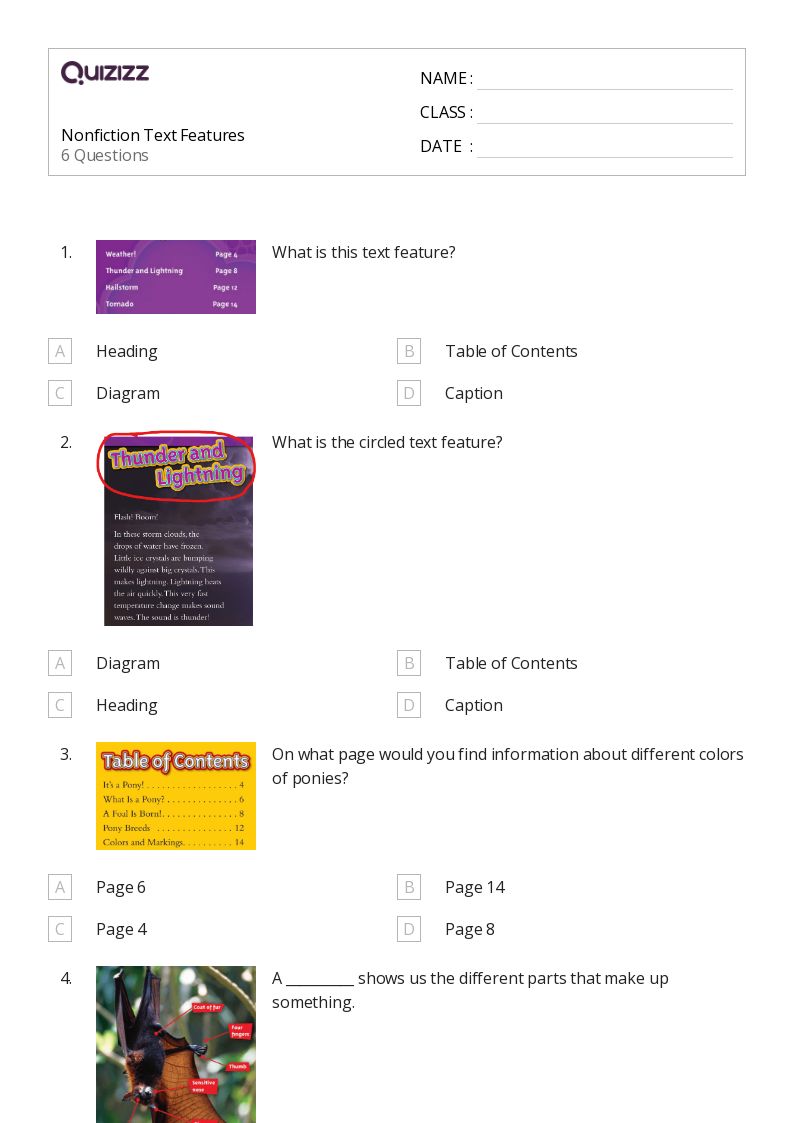 50+ Using Text Features worksheets for 2nd Grade on Quizizz Free & Printable