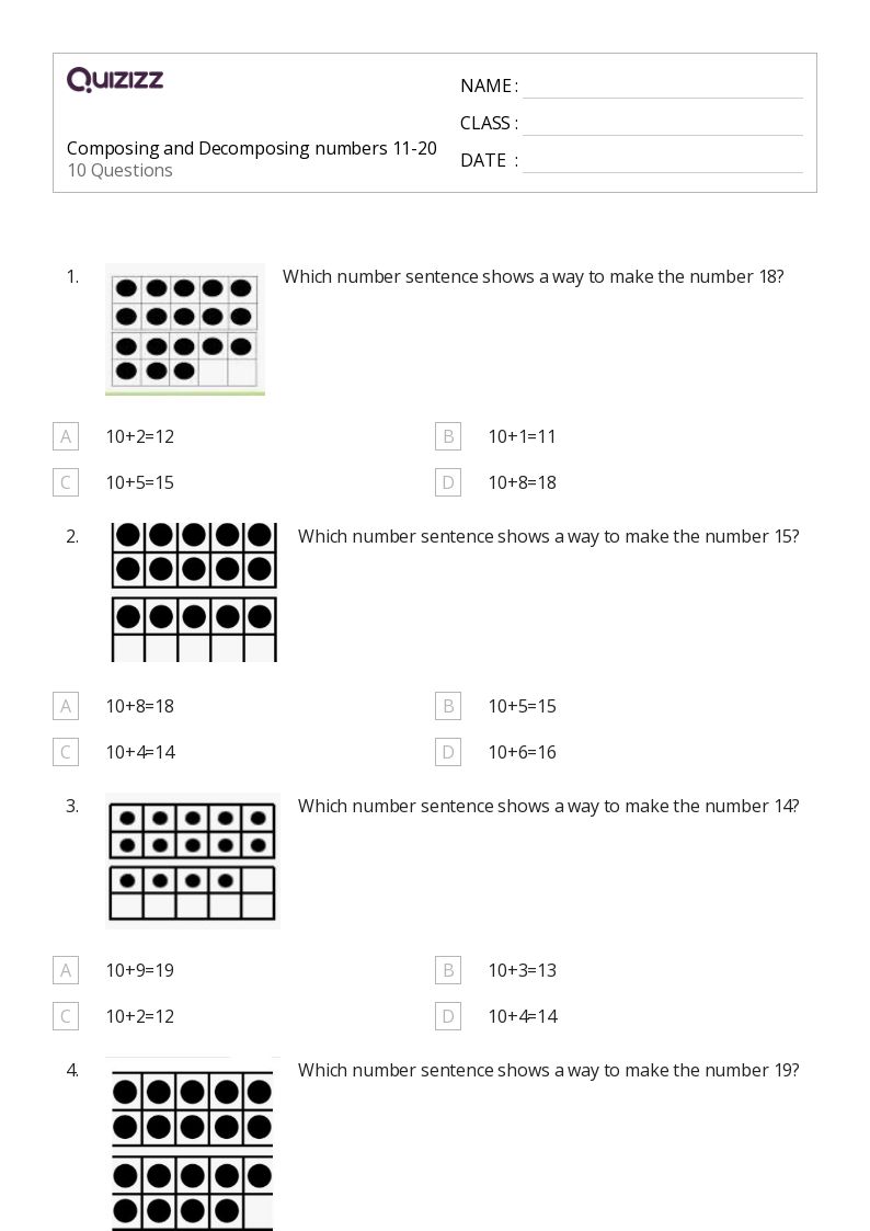 50+ Composing and Numbers worksheets for Kindergarten on
