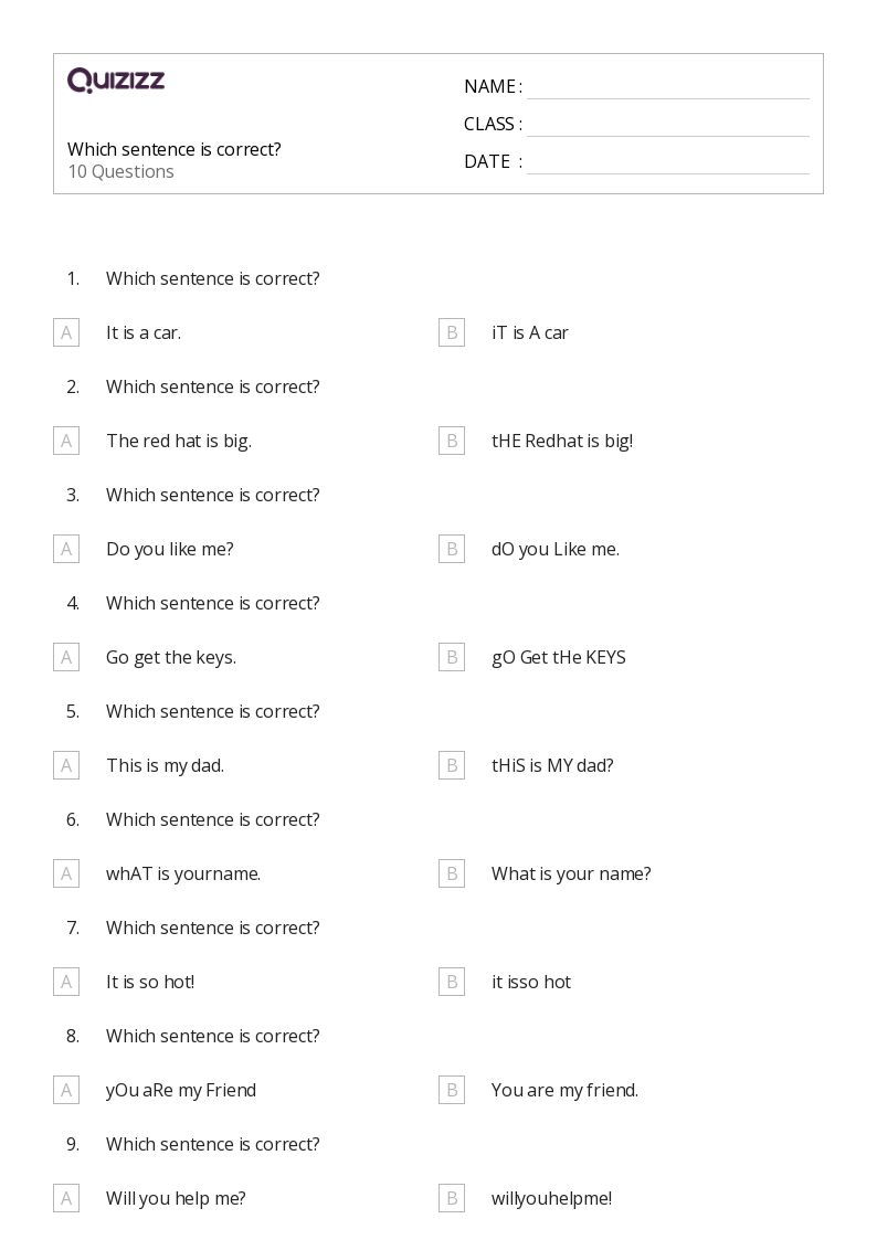 50+ Sentence Structure worksheets for Kindergarten on Quizizz Free & Printable