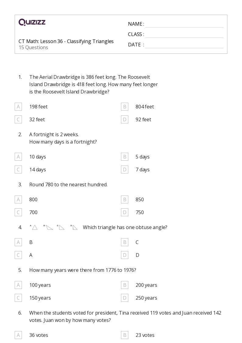 50+ Classifying Triangles worksheets for 5th Class on Quizizz Free