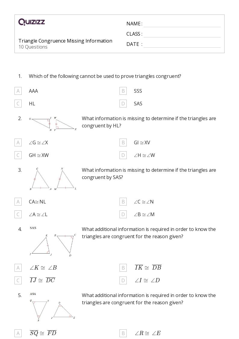 50+ congruence worksheets on Quizizz Free & Printable