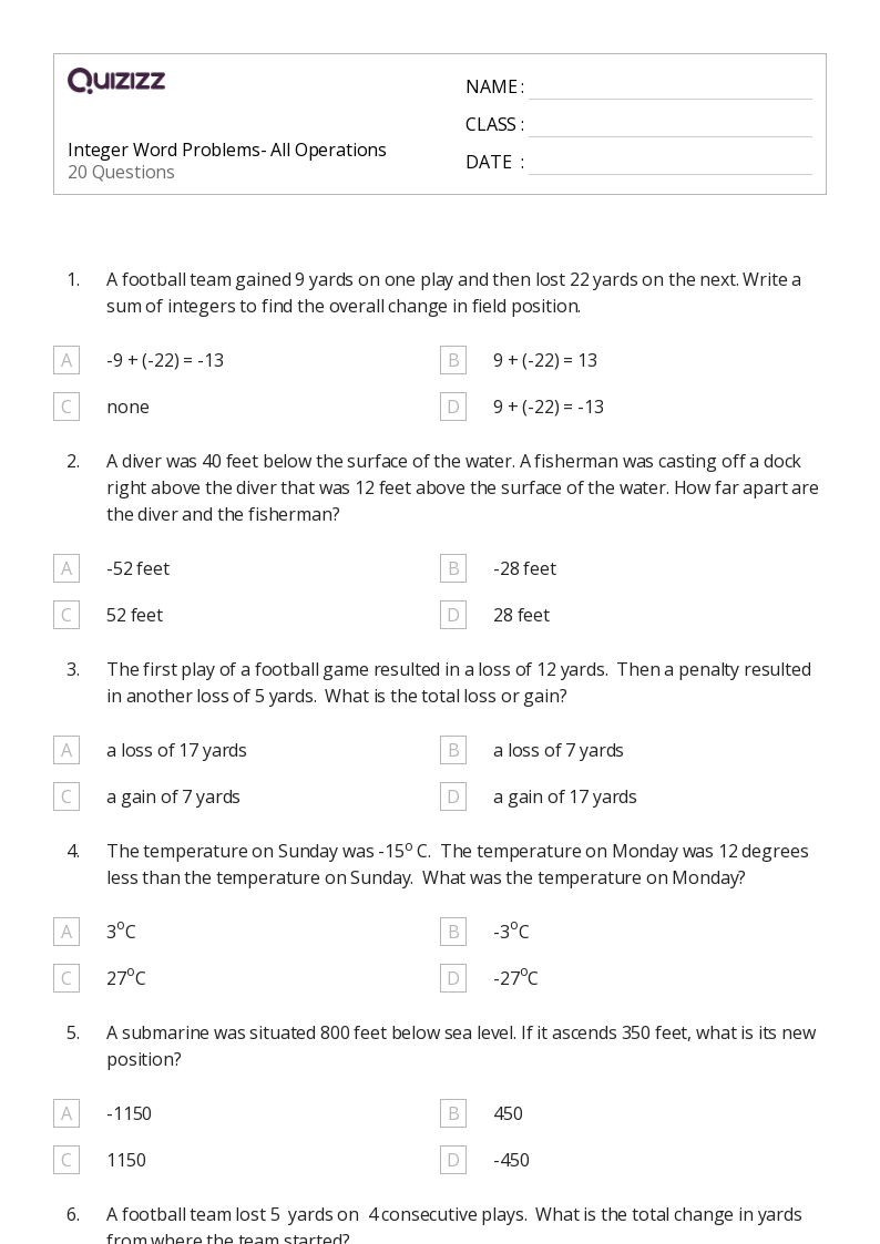 50+ Mixed Operation Word Problems worksheets for 7th Grade on Quizizz