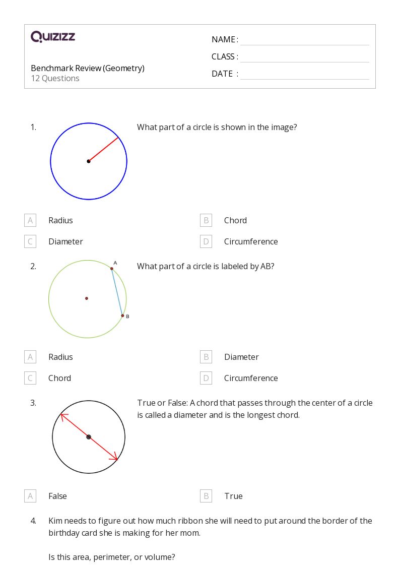 50+ Area and Circumference of a Circle worksheets for 4th Grade on