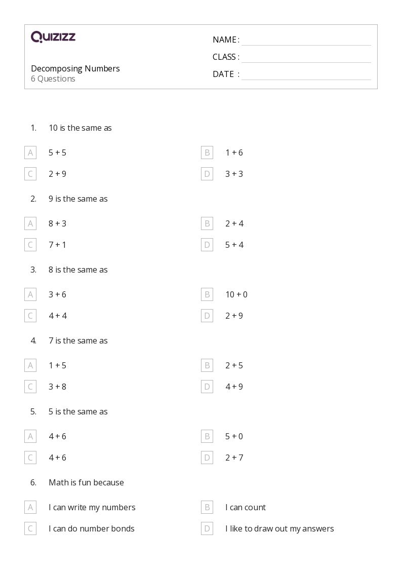 50+ Composing and Decomposing Numbers worksheets for Kindergarten on