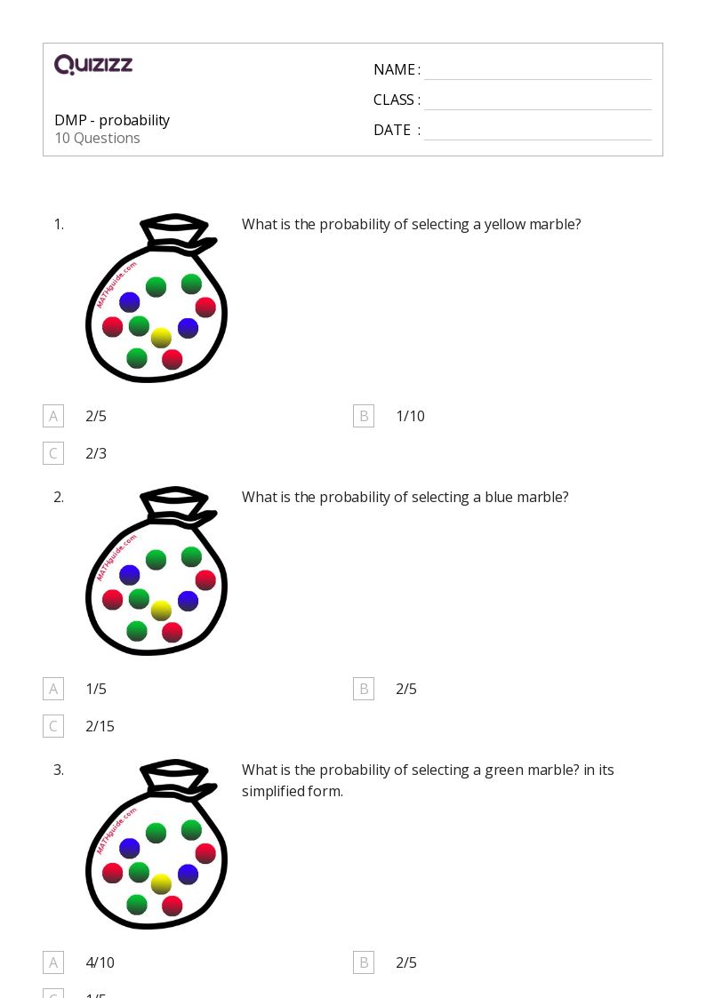 50+ Probability worksheets for 4th Year on Quizizz Free & Printable