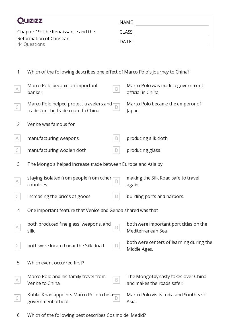 50+ the reformation worksheets for 8th Class on Quizizz Free & Printable