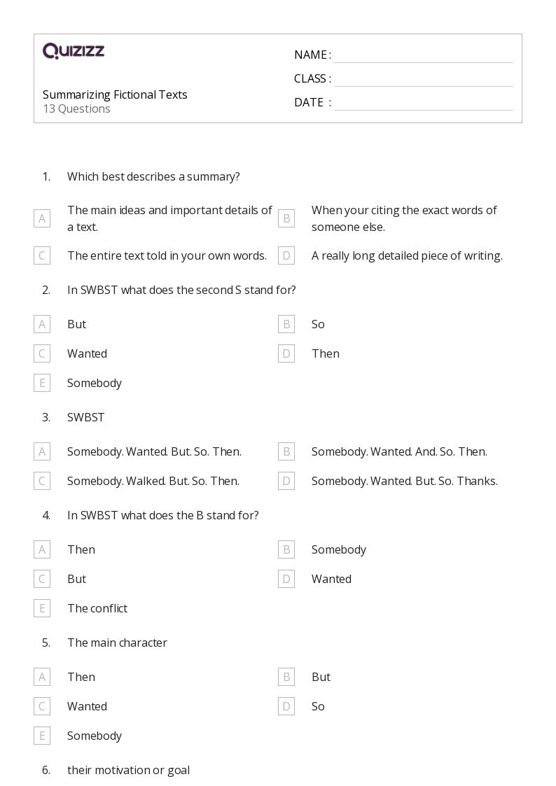 50+ Summarizing worksheets for 8th Grade on Quizizz Free & Printable