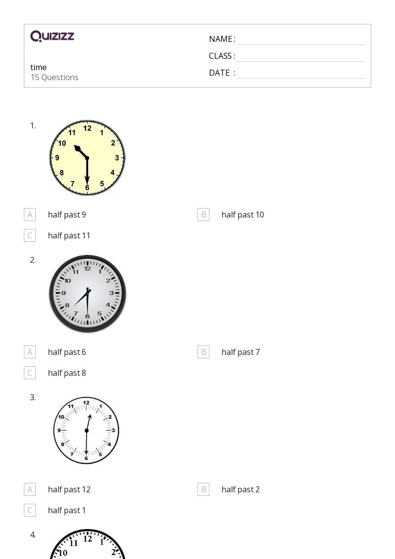 Printable Time Worksheets for Kindergarten Quizizz