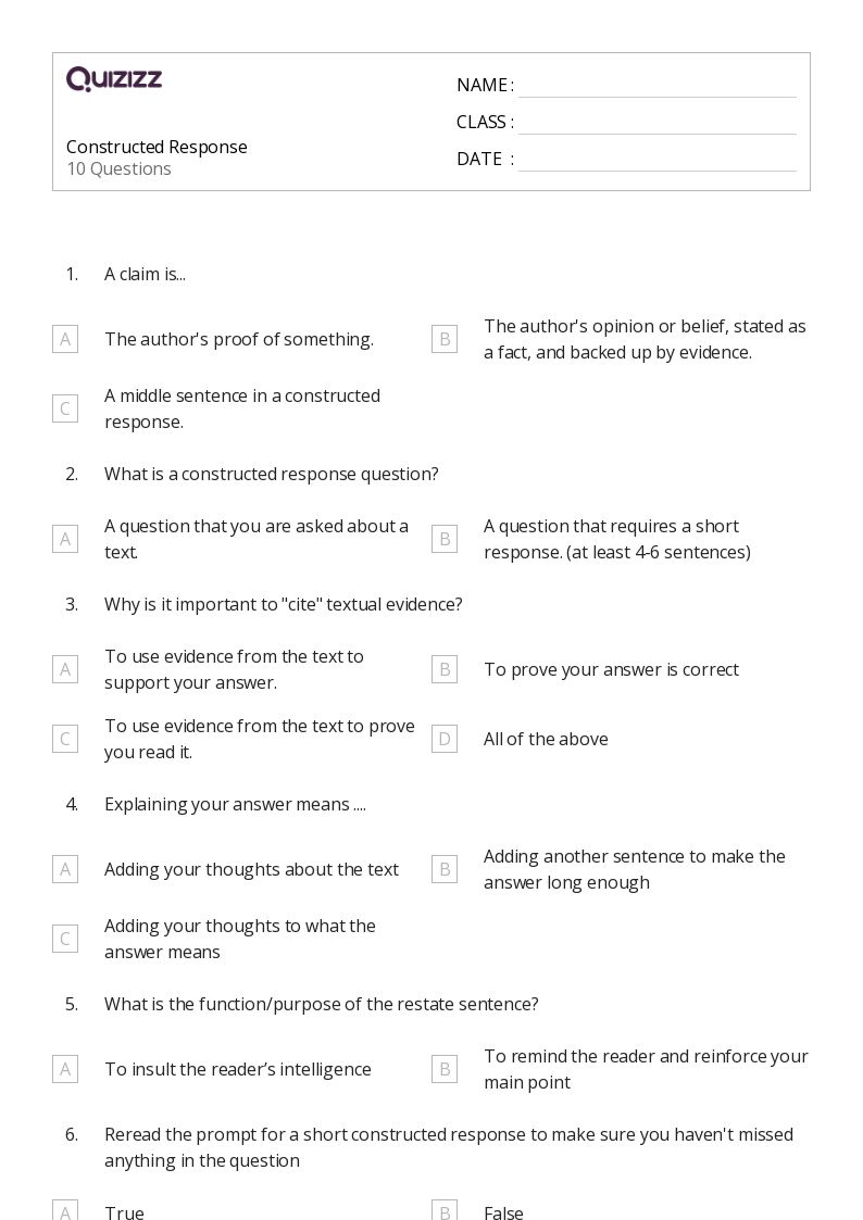 50+ Response to Literature worksheets for 7th Grade on Quizizz Free & Printable