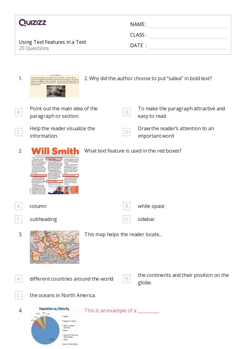 50+ Using Text Features worksheets for 5th Grade on Quizizz | Free