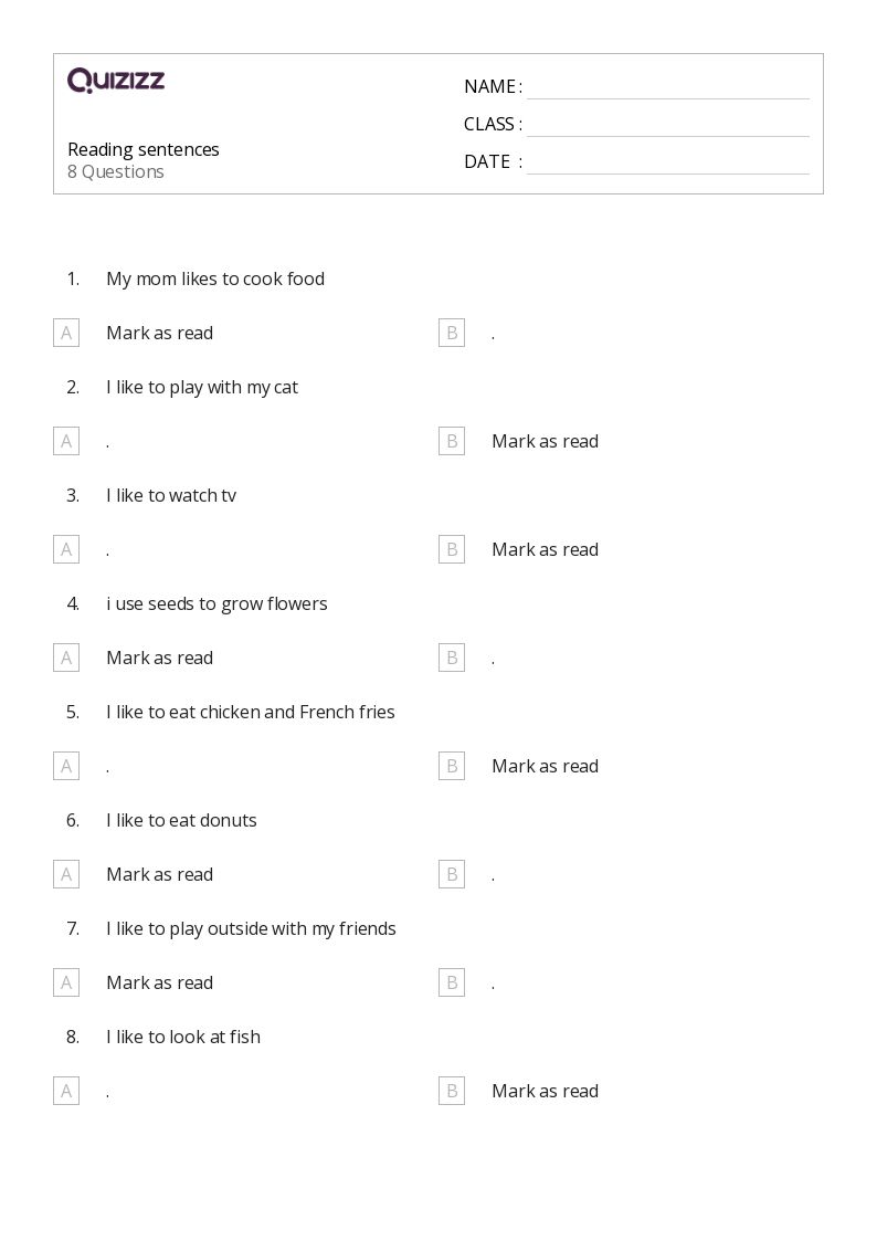 50+ Sentences worksheets for Kindergarten on Quizizz Free & Printable