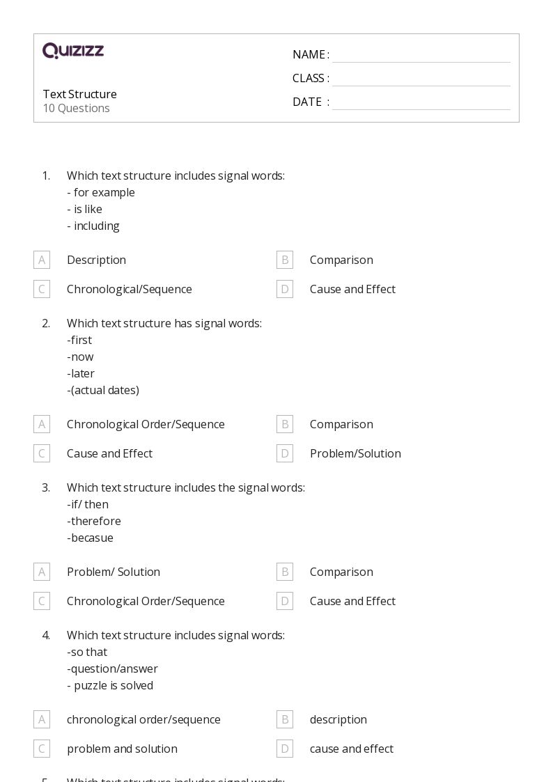 50+ Analyzing Text Structure worksheets for 5th Grade on Quizizz Free & Printable
