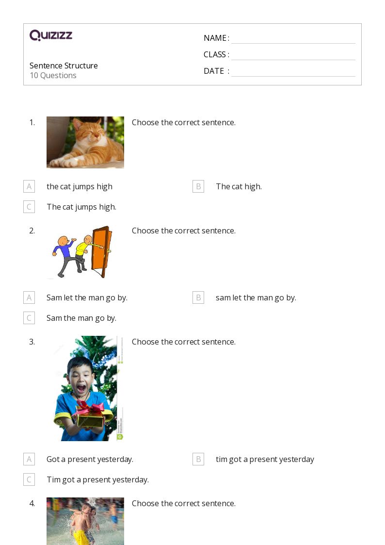 50+ Sentence Structure worksheets for 3rd Grade on Quizizz | Free
