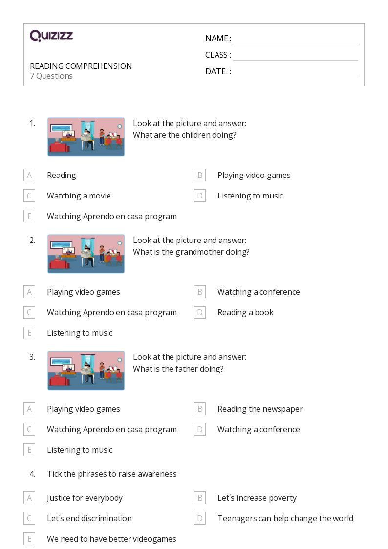 50+ Picture Comprehension worksheets for 5th Year on Quizizz Free & Printable