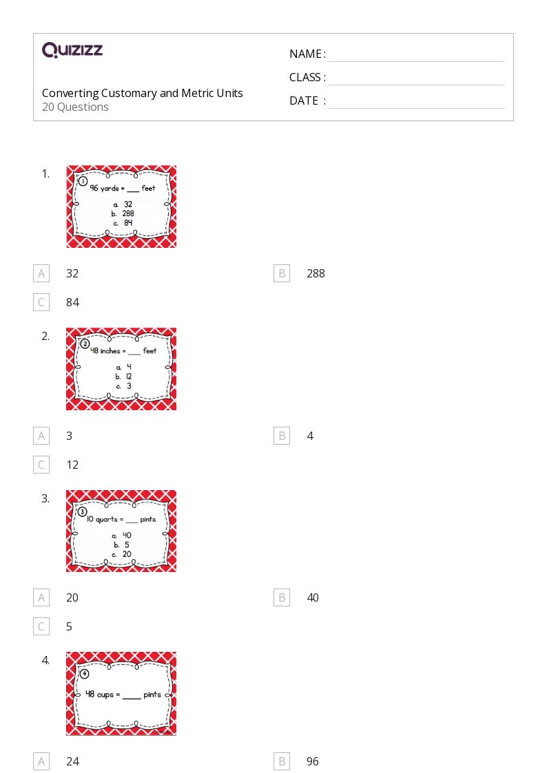 50+ Converting US (Imperial) Units worksheets for 5th Grade on Quizizz