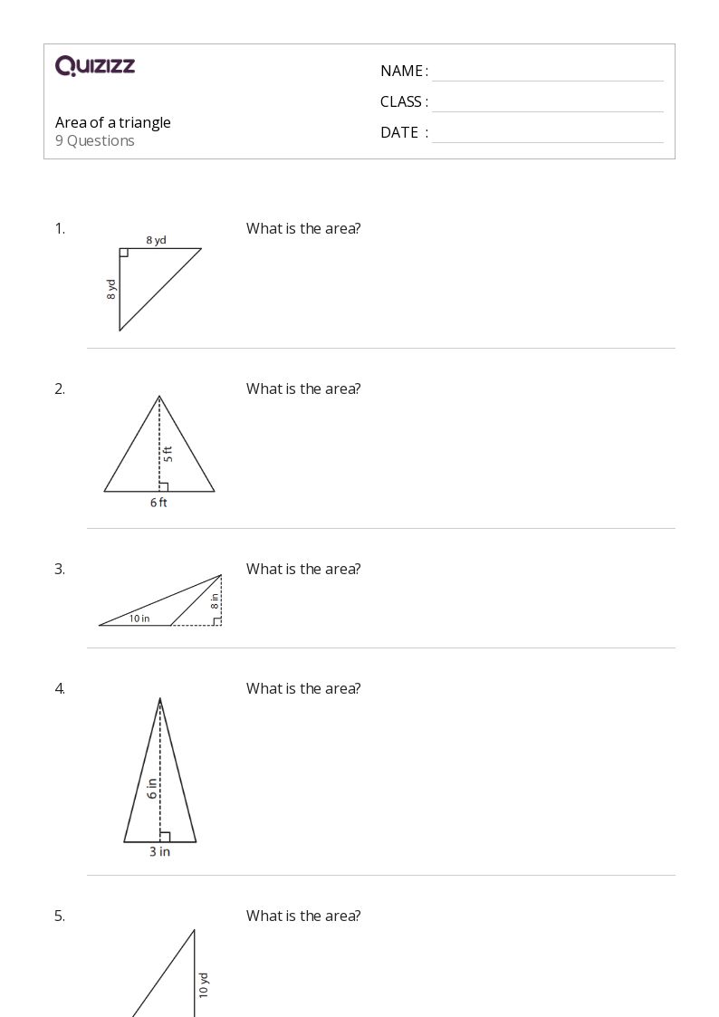 50+ Area of a Triangle worksheets for 6th Grade on Quizizz Free & Printable