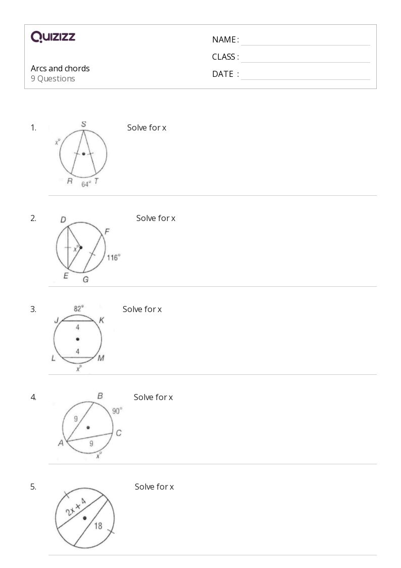 50+ arcs and chords worksheets for 10th Class on Quizizz | Free & Printable