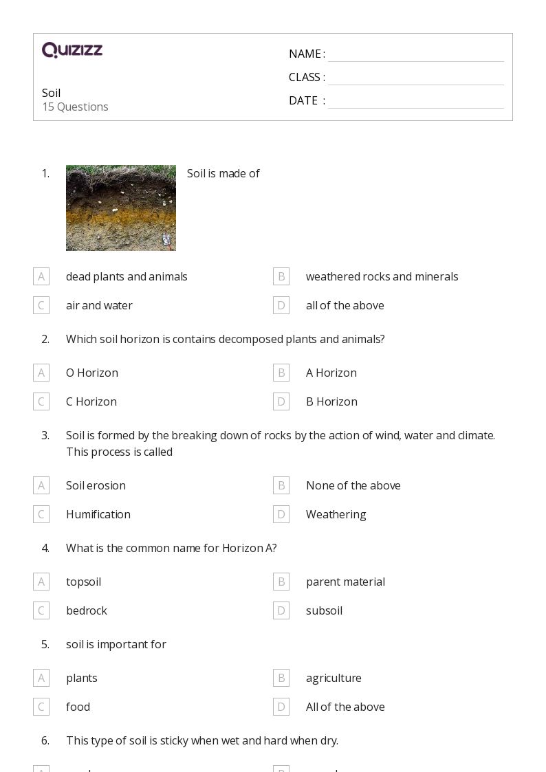 50+ soils worksheets for 4th Class on Quizizz Free & Printable