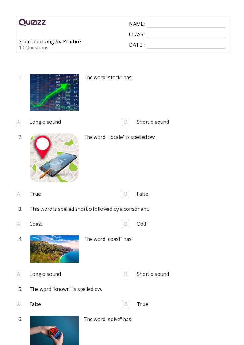 50+ Long O/Short O worksheets on Quizizz | Free & Printable