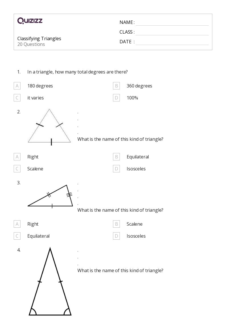 50+ Classifying Triangles worksheets for 5th Class on Quizizz Free