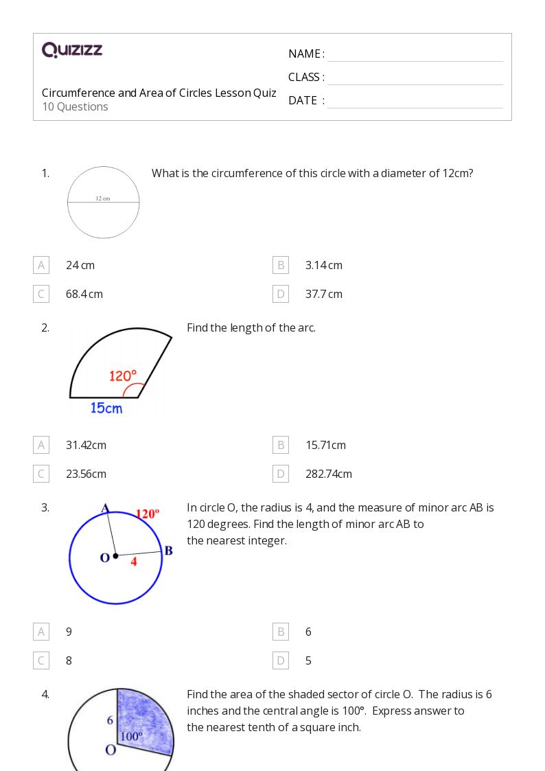 50+ area and circumference of circles worksheets on Quizizz Free & Printable