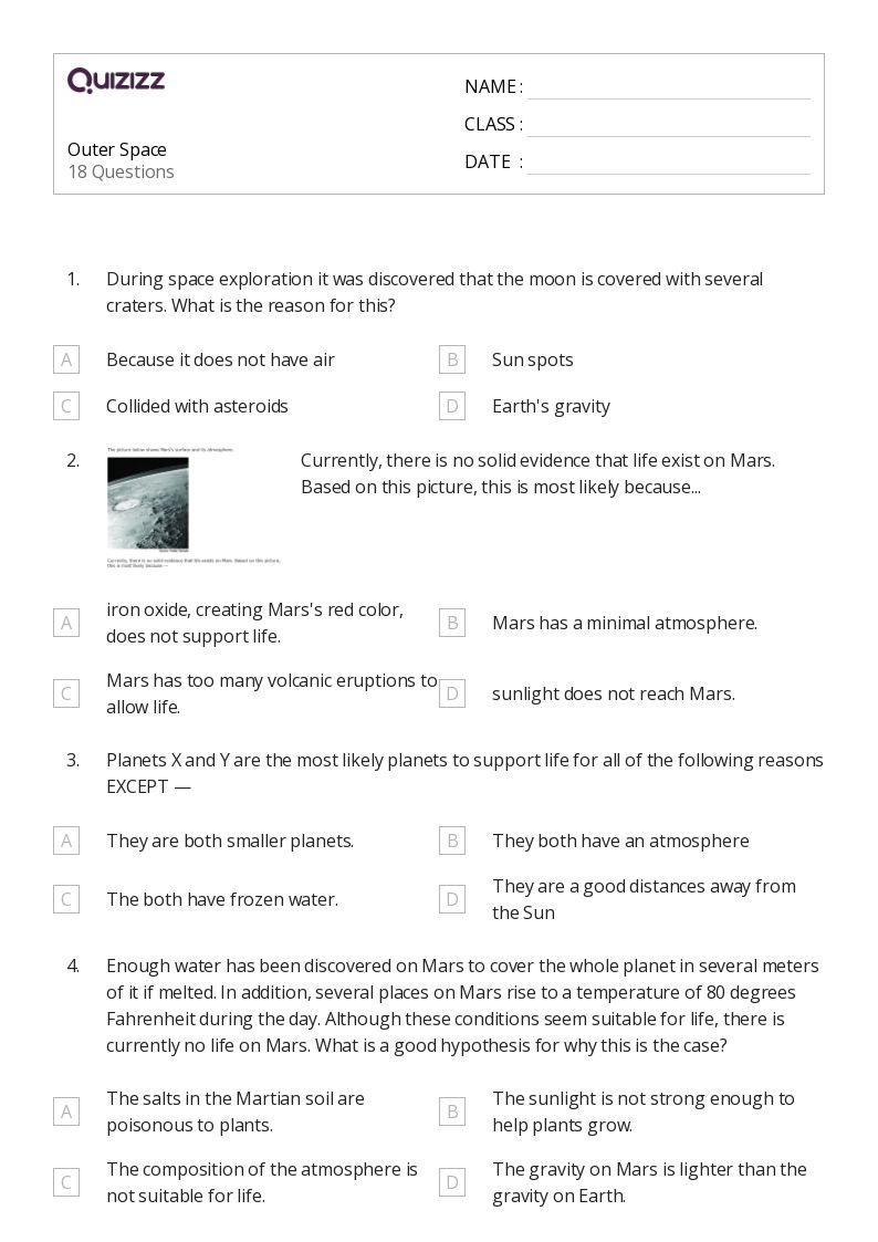 50+ Outer Space worksheets for 8th Grade on Quizizz Free & Printable