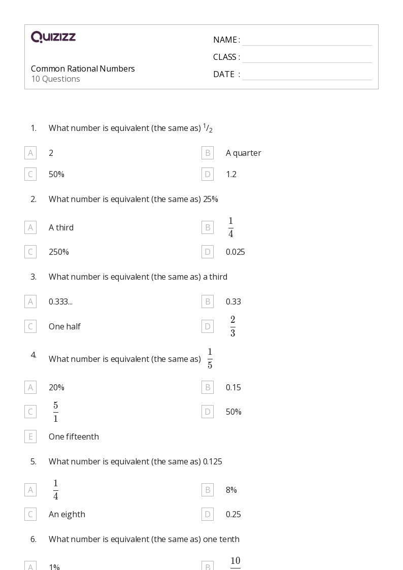50+ Operations With Rational Numbers worksheets for 4th Class on Quizizz Free & Printable